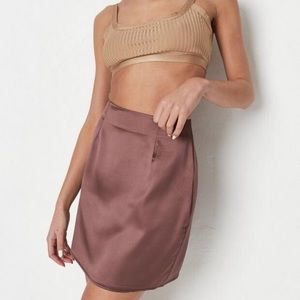 Missguided Tall Mocha Brown Silk Satin Mini Skirt